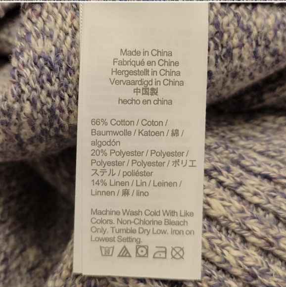 J Crew Balloon Sleeve Cotton/Linen Heathered Purple Crewneck Sweater - Picture 8 of 8